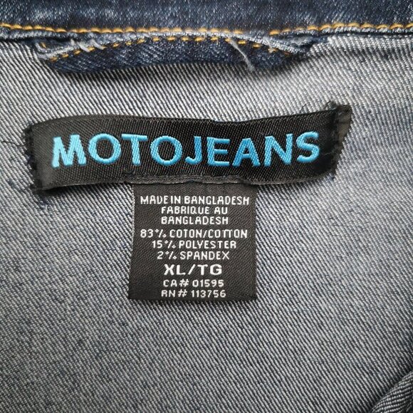 Moto Jeans Ladies Size XL Dark Wash Blue Button Front Jean Jacket - Picture 2 of 12